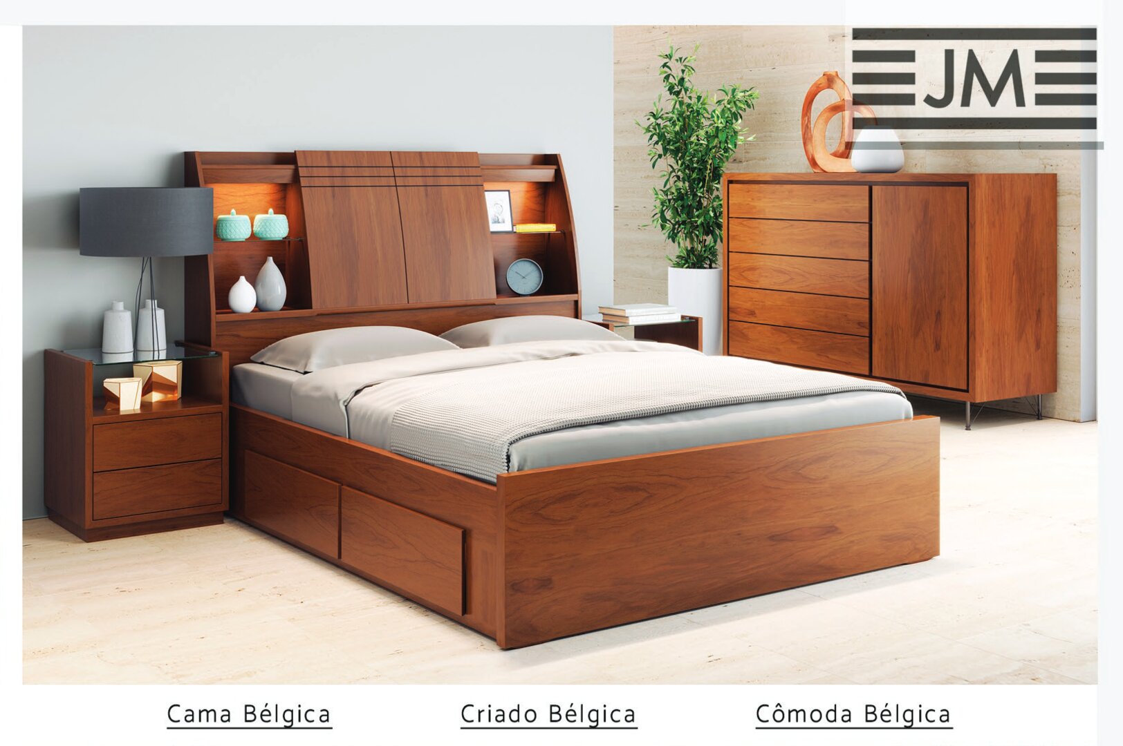 Cama Criado e Comoda Belgica