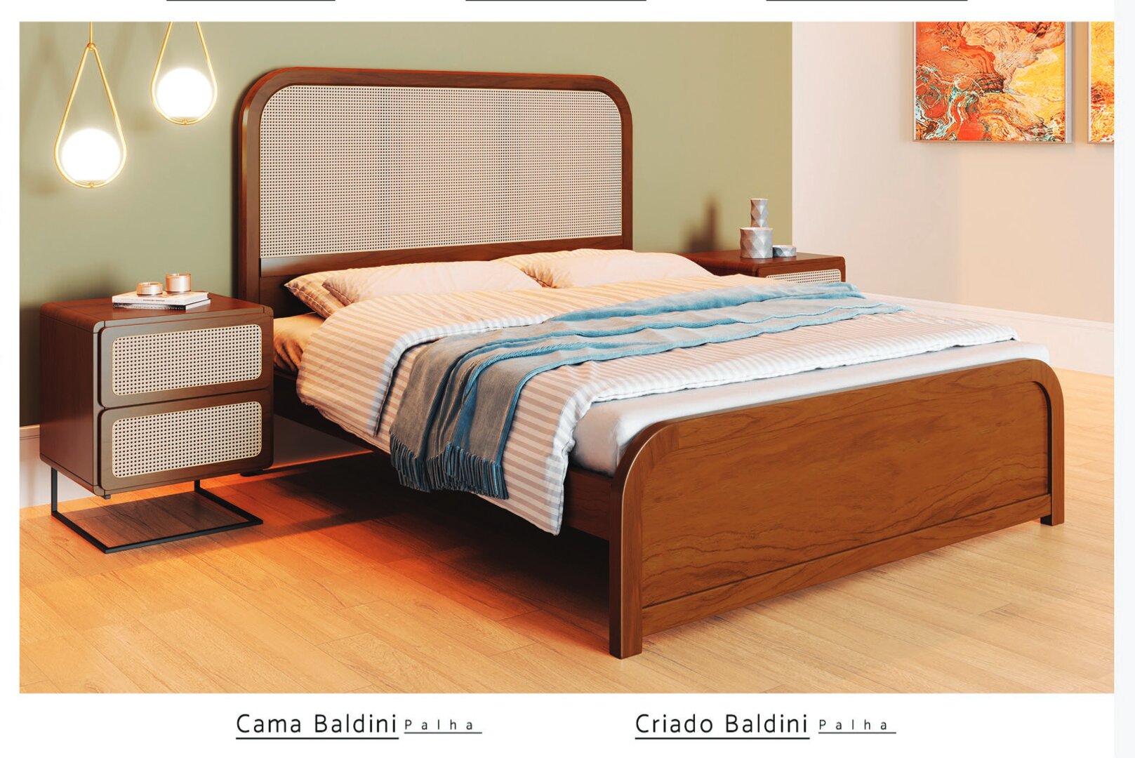 Cama e Criado Baldini Palha